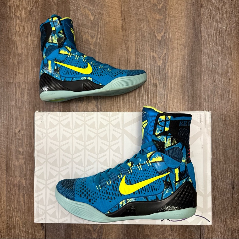Nike Kobe 9 IX Elite High Perspective Blue Yellow Black - Picture 1 of 13